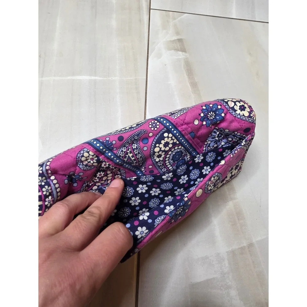 Vera Bradley Quilted‎ Cotton Wallet Purple Blue Paisley Floral ID Window Clutch